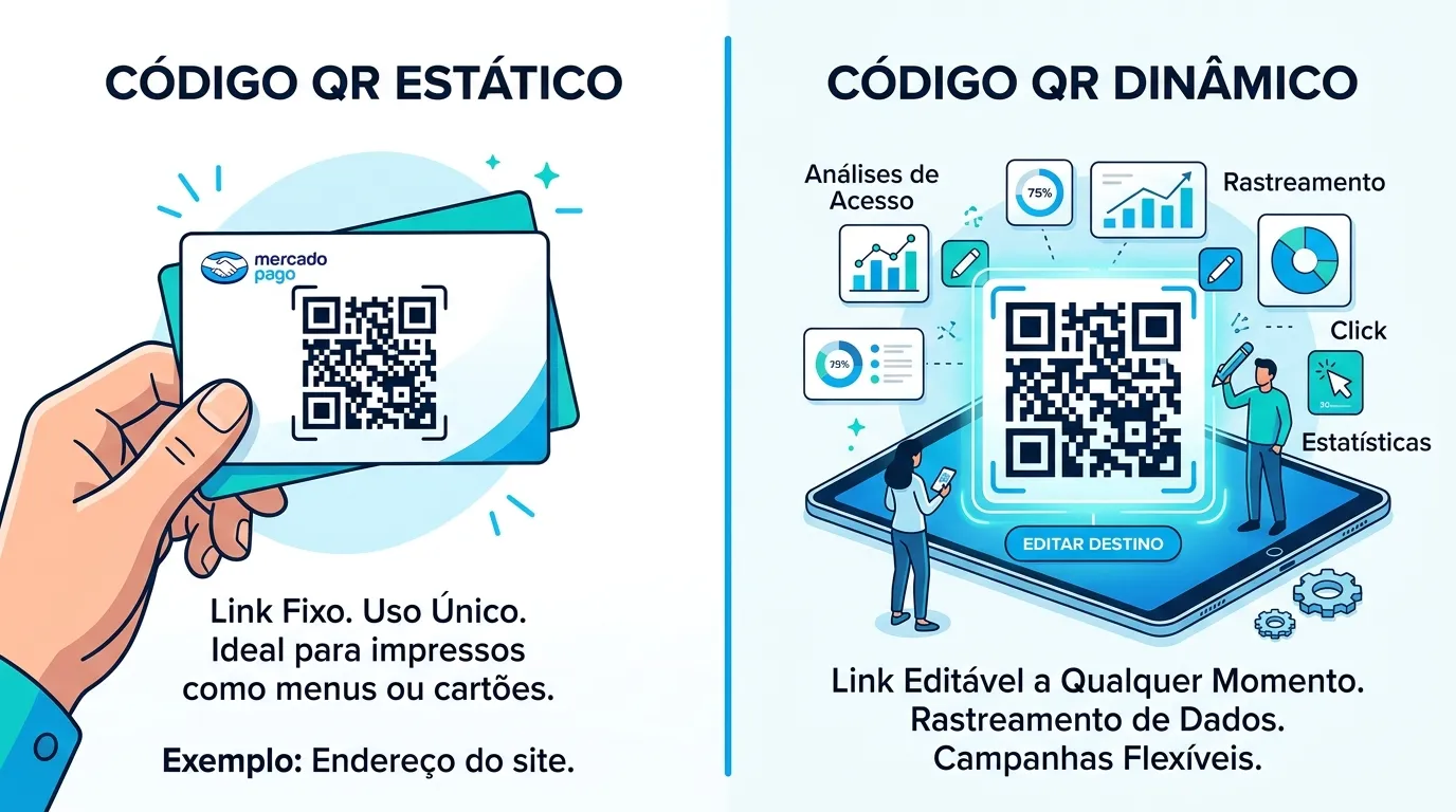  Comparação entre QR Code estático e dinâmico para cobranças.