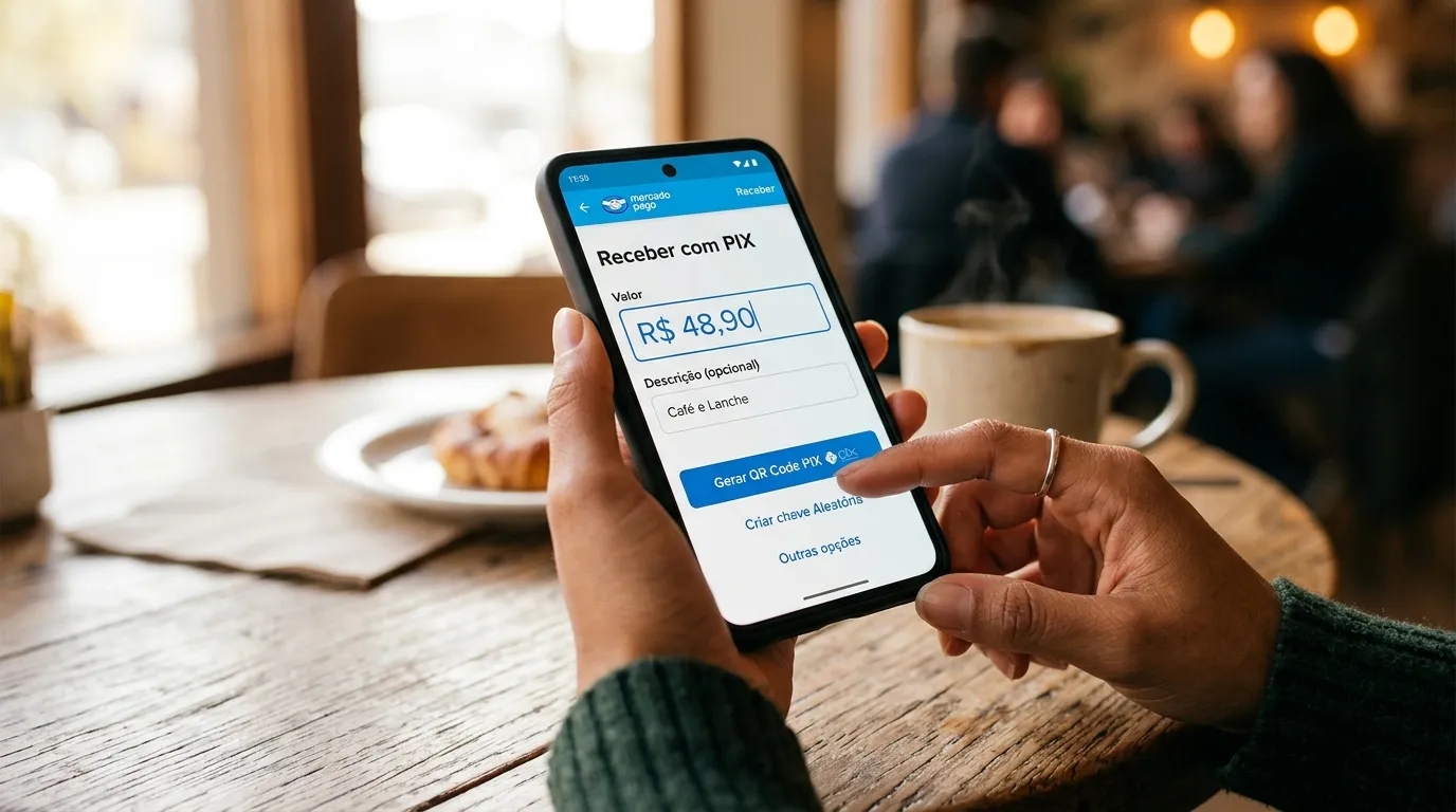  Tela do Mercado Pago para gerar QR code de Pix. 