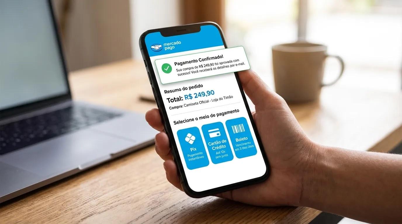 Página de checkout do link de pagamento em português. 