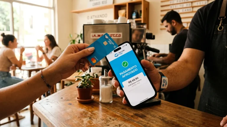 Pagamento por aproximação com Tap to Pay no iPhone e Mercado Pago.