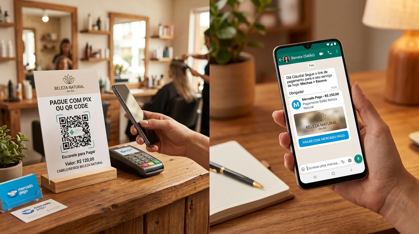 QR Code impresso e link de pagamento sem valor definido. 