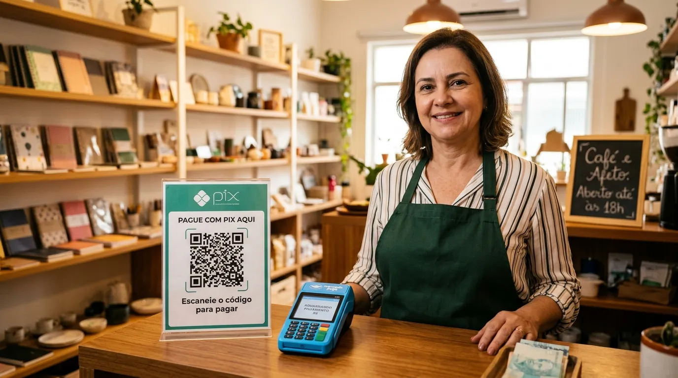 QR Code Pix impresso para receber pagamentos no balcão. 