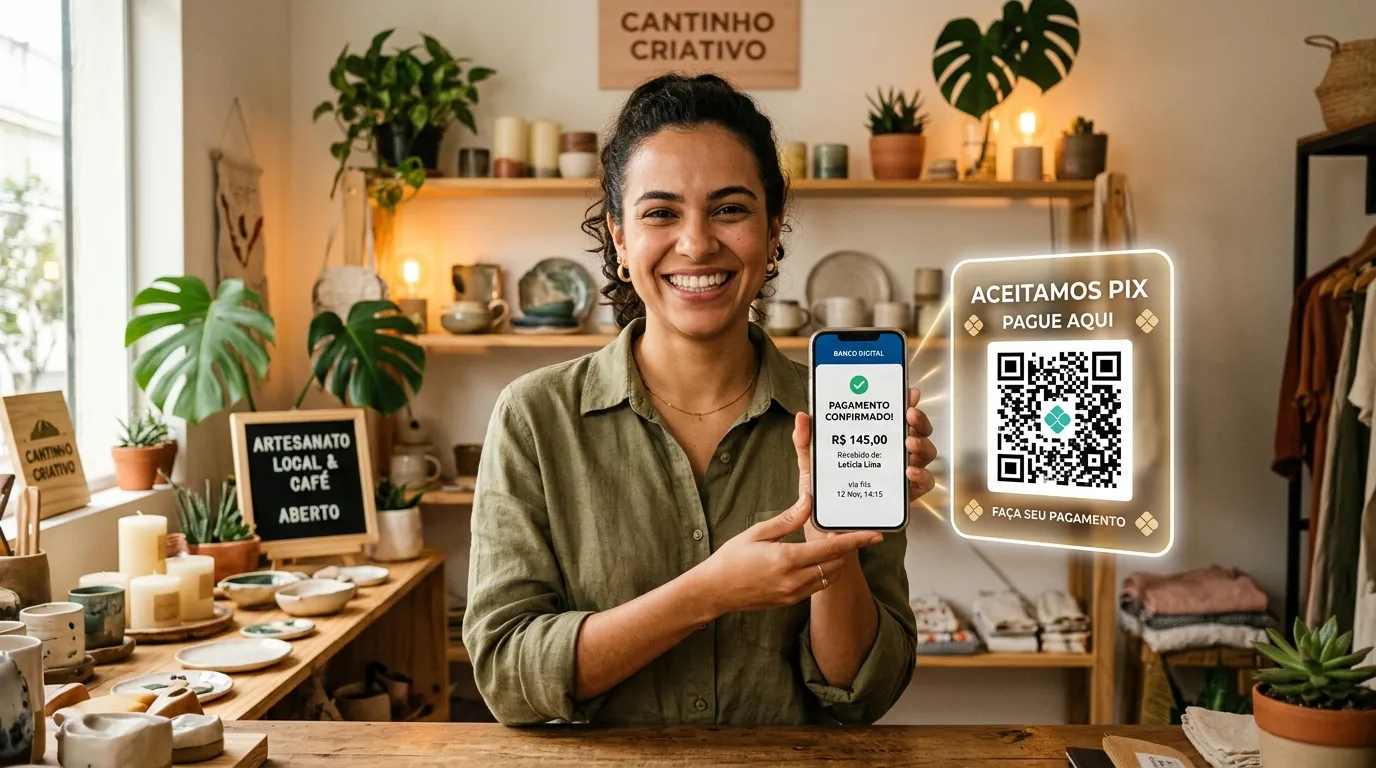 Receber pagamentos com QR code via WhatsApp.