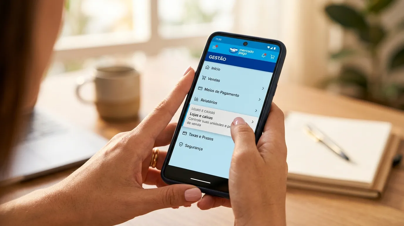Seção Gestão no app do Mercado Pago para gerar QR Code. 