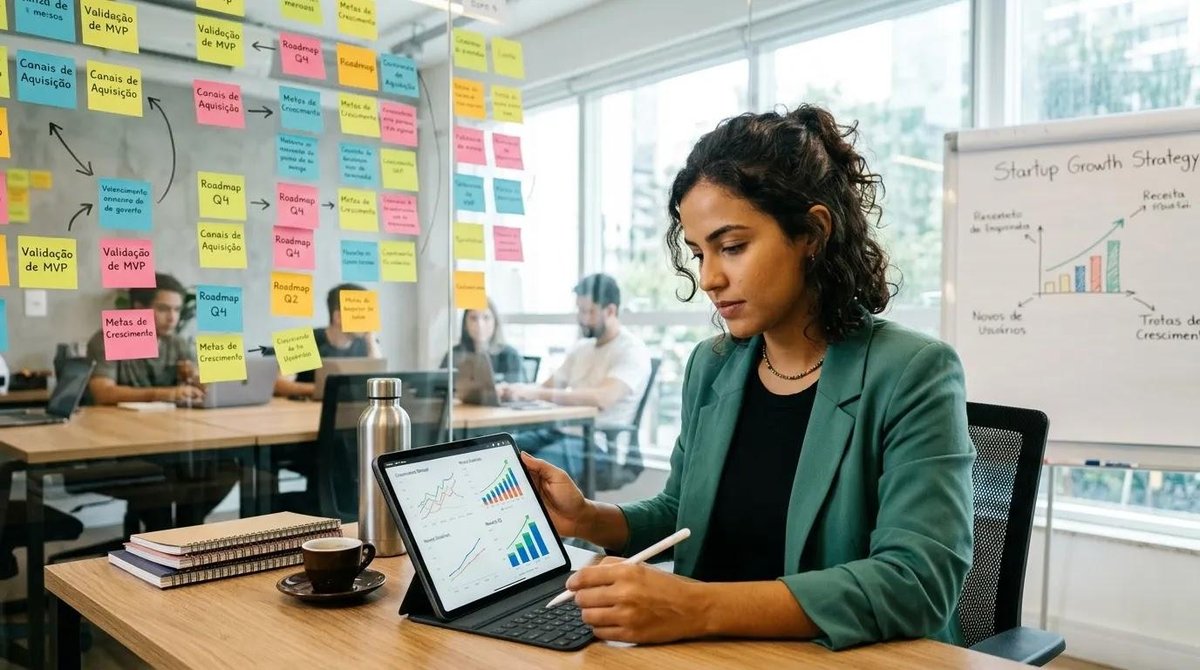 Empreendedora planeja estratégias para crescimento de startup