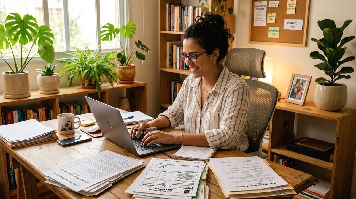 mulher analisa rendimentos sem retenção no computador