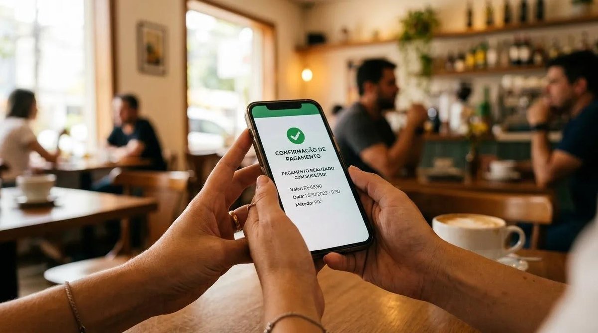 pessoas fazendo pagamento por celular com tecnologia fintech