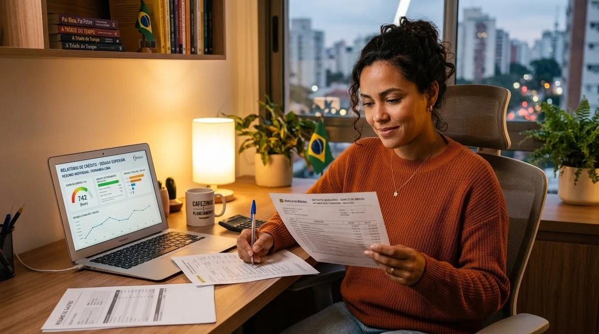 mulher com documentos consulta ao sistema de informações de crédito SCR