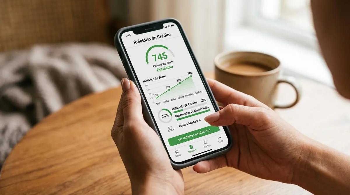 Histórico de crédito registrado no sistema SCR na tela do celular