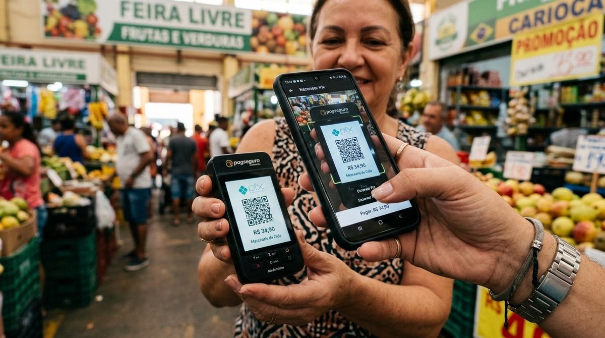 Pessoa utilizando o Pix para realizar pagamentos instantâneos e concluir vendas, recebendo valores de forma rápida, segura e integrada às operações do negócio.