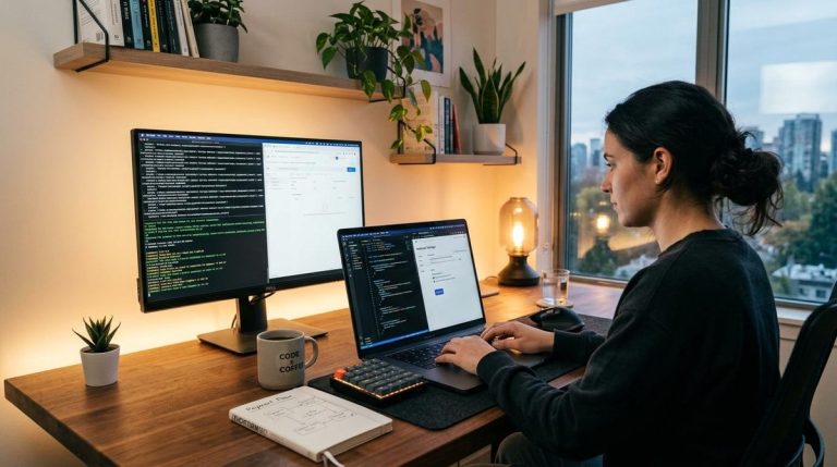 Pessoa configurando um webhook do Mercado Pago, conectando sistemas para receber notificações automáticas sobre pagamentos, cobranças e atualizações de transações em tempo real.