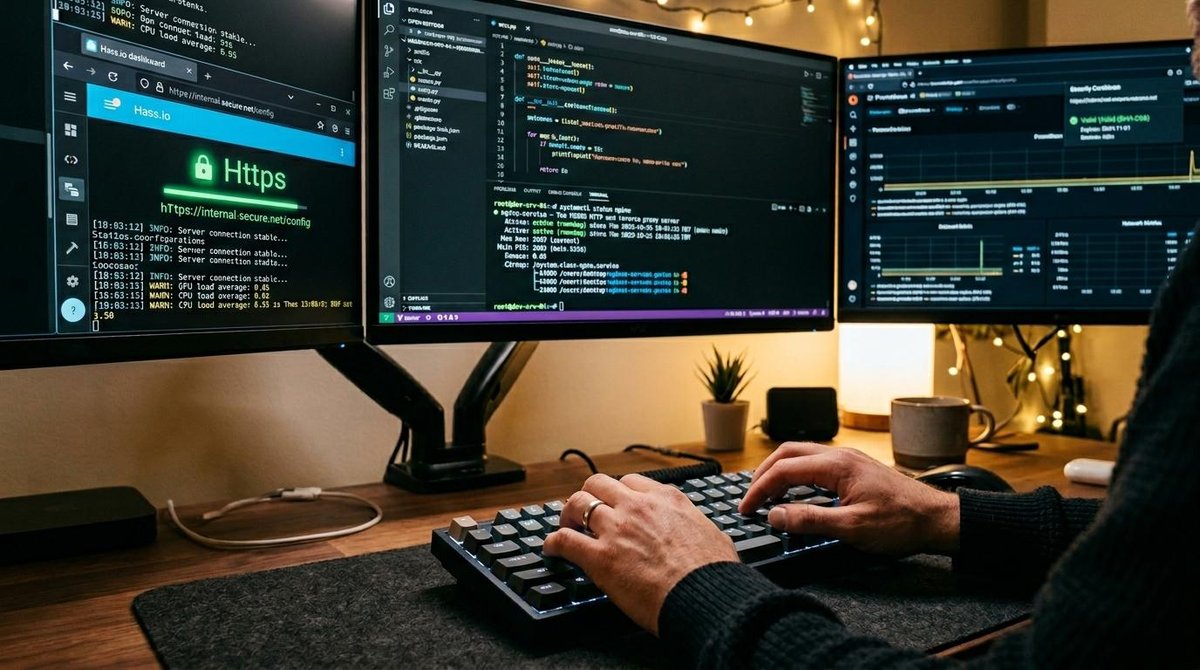 Pessoa realizando a configuração de um endpoint em um servidor, ajustando parâmetros de comunicação, integração e segurança para conectar sistemas e processar dados.